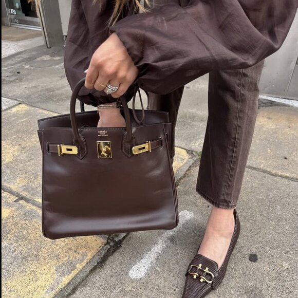 Hermes Birkin 35 Leather Handbag In Brown - Picture 13 of 16